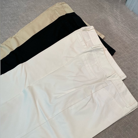 4 Pack Cotton Capri Crop Pants Front Zipper Hook Closure - Black, Khaki, White - Picture 2 of 16